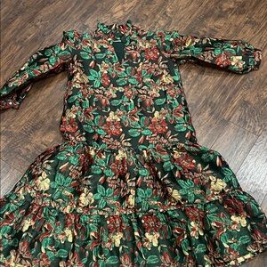 Floral Green, Gold and Red Women's Dress